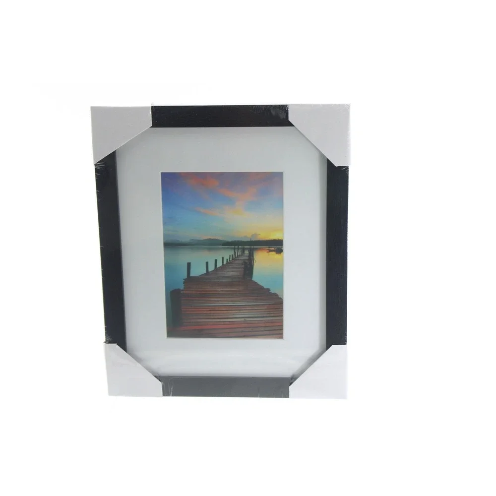 6 pcs Sindcom 8x10 Black Picture Frame Set MDF Wood Glass Wall Tabletop Display